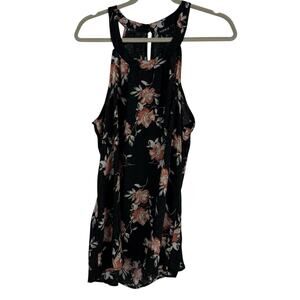 Torrid 0 chiffon Halter Neck Top Size Large Black Floral A Line Tunic